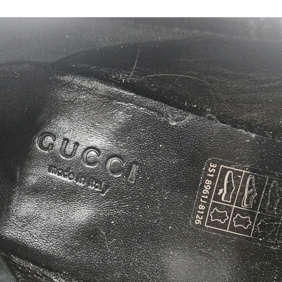GUCCI Brixton Black Leather Horsebit Loafer Size EU 36.5 US 6.5 Collapsible Heel - Picture 15 of 16